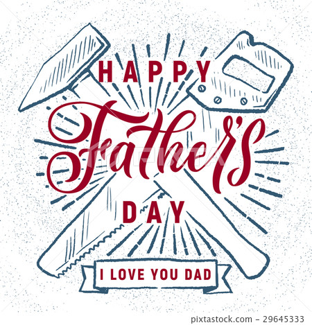 happy father's day! greeting retro card. a hammer