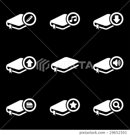 插图素材: vector white book icon set