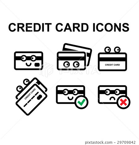 插图素材: cute credit card vector icon set