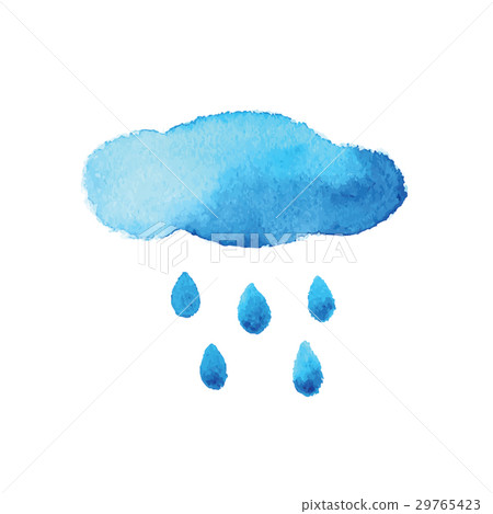 插图素材: watercolor rainy cloud. vector illustration.