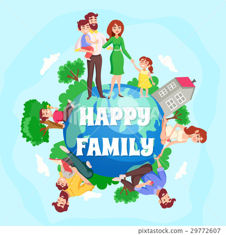 插图素材: happy family cartoon composition