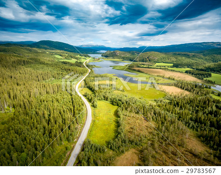图库照片: beautiful nature norway aerial photography.