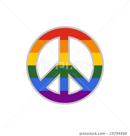 图库插图: lgbt peace sign icon, flat style