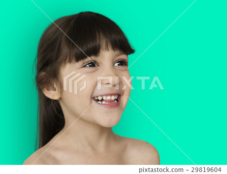 图库照片: little girl smiling bare chested