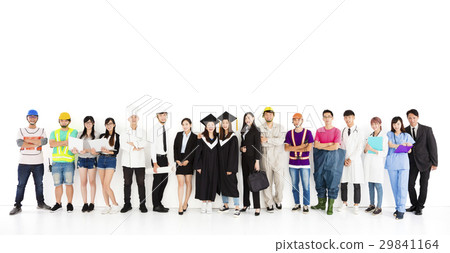 图库照片: graduation and diverse people with different job
