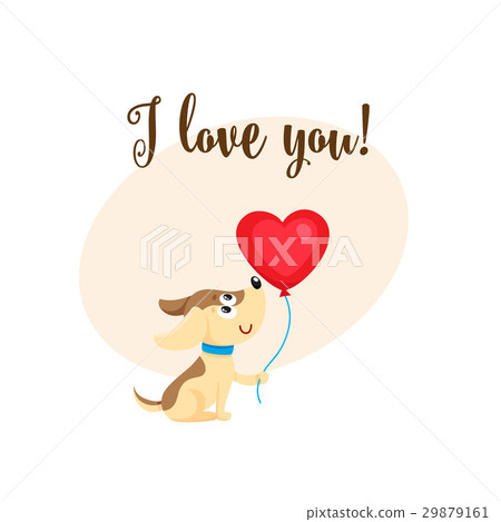 插图素材: i love you card with dog, puppy holding heart 查看全部