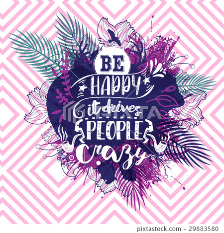 插图素材: beautiful art card with positive quote be happy