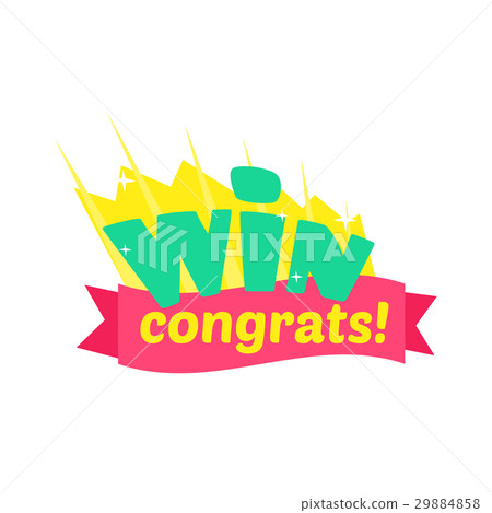 插图素材: win congratulations sticker design with green