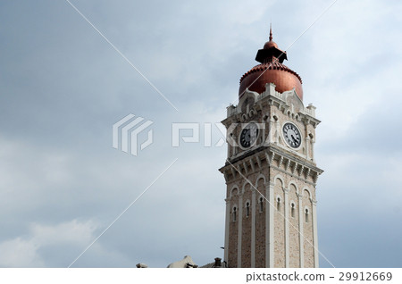 图库照片: clock tower of sultan abdul samad building