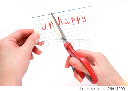 图库照片: remove the word unhappy to read happy