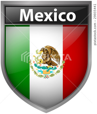 图库插图: mexico flag on badge design