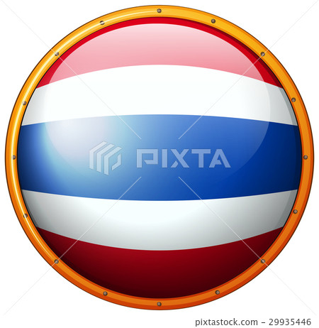 图库插图: thailand flag on round button