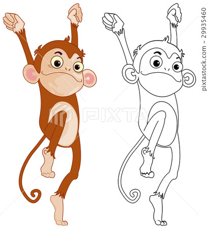 图库插图: animal outline for funny monkey