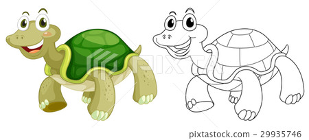插图素材 animal outline for cute turtle