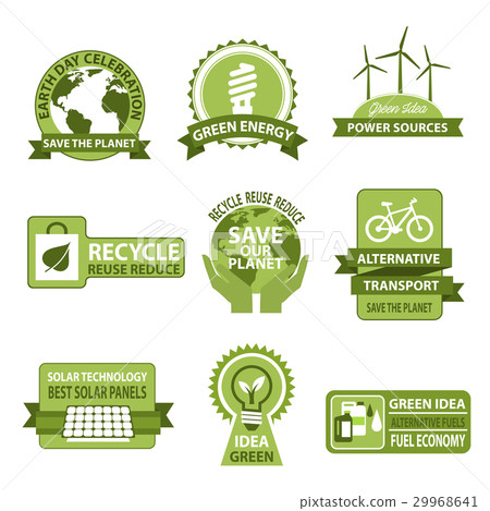 图库插图: vector icons for earth day and save planet nature