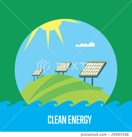 图库插图: clean energy banner. sun power generation