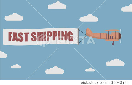 插图素材: plane banner fast shipping