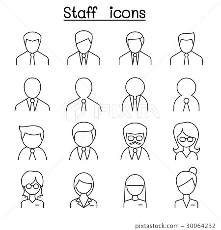 插图素材: staff icon set in thin line style