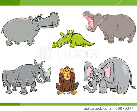 图库插图: wild animals cartoon set