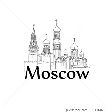 插图素材: moscow kremlin tower, cathedral travel russia sign