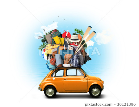 图库照片: vacation and travel, a huge pile of things