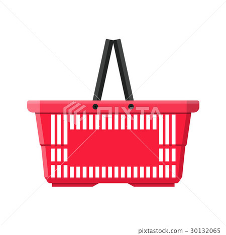 图库插图: red plastic shopping basket.