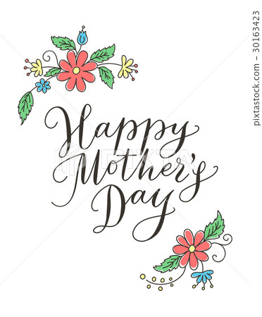 插图素材: happy mothers day card with hand drawn text and