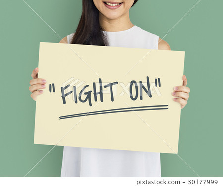 图库照片: keep fighting motivation word message