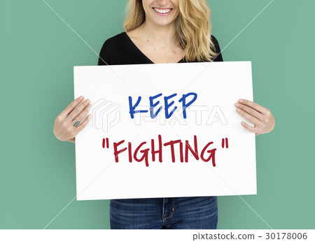 图库照片: keep fighting motivation word message
