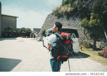 图库照片: 背包客 男性 男