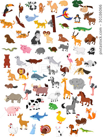 插图素材: illustration of big animal cartoon set