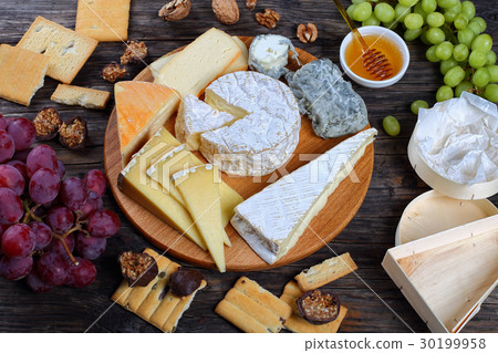 图库照片: set of authentic french cheeses, top view