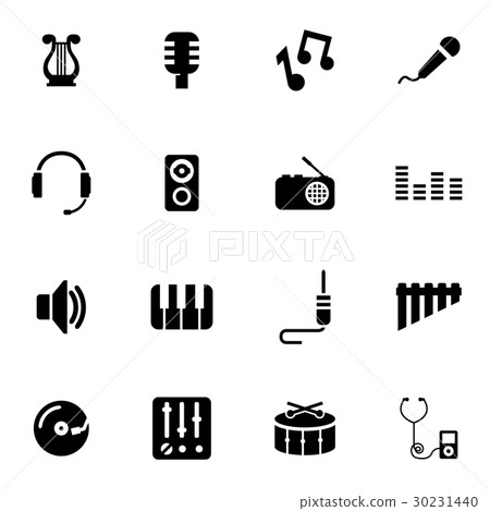 插图素材: vector black music icon set