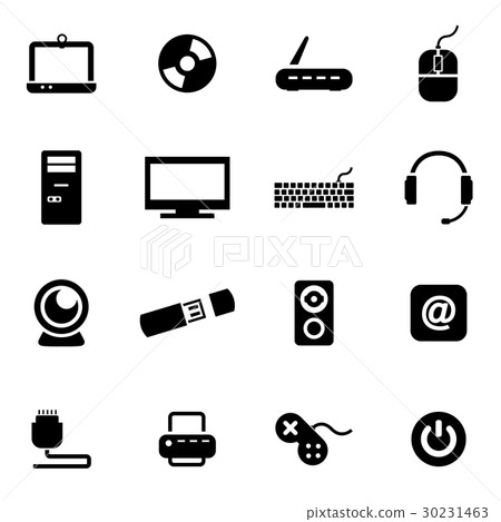 插图素材: vector black computer icon set