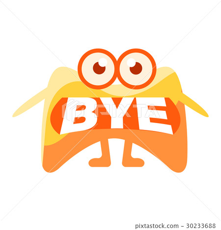 插图素材: orange blob saying bye, cute emoji character with