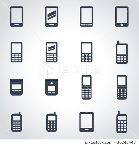 插图素材: vector black mobile phone icon set