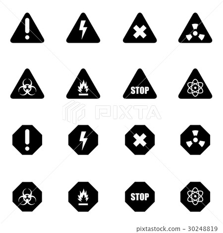 图库插图: vector black danger icon set