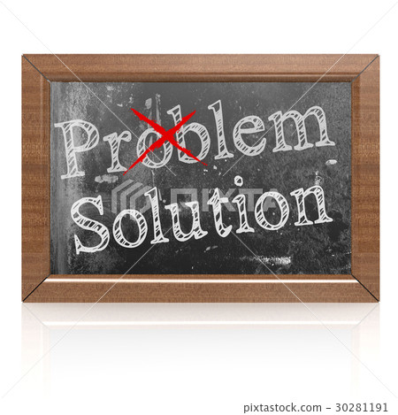 插图素材: problem and solution written on blackboard