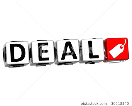 插图素材: 3d deal button click here block text