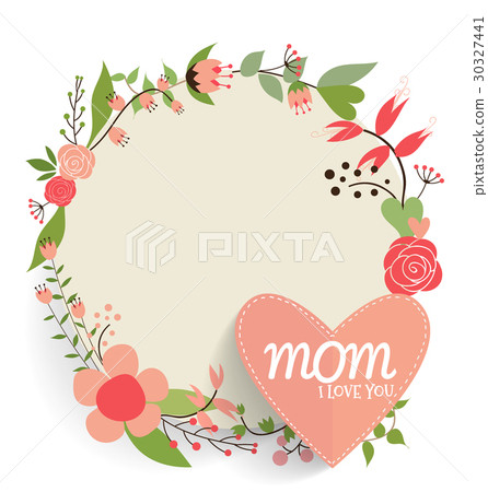 图库插图: happy mother"s day, floral bouquets with heart, vector