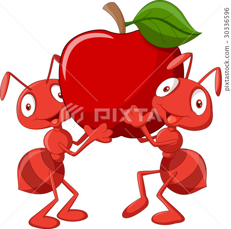 插图素材 two ants holding red apple 查看全部