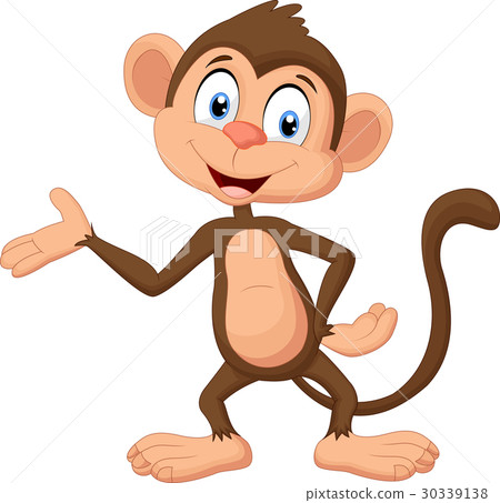 插图素材: cartoon monkey presenting