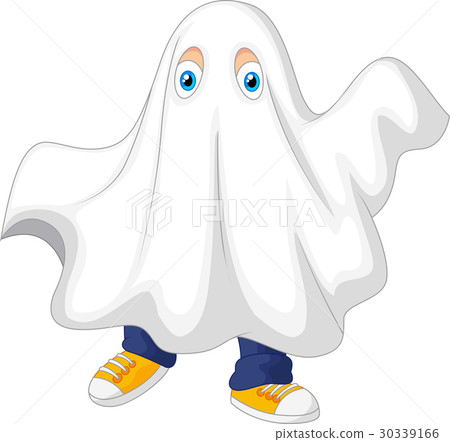 插图素材: cute kid in a ghost costume celebrating halloween 查看