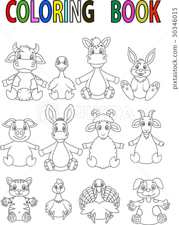 图库插图: farm animal coloring book