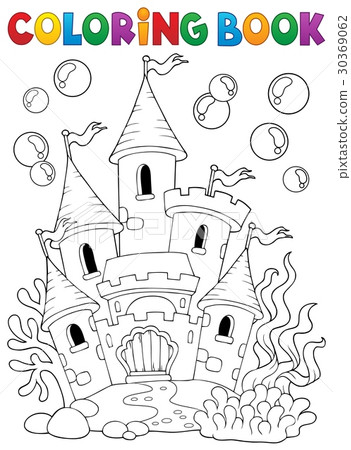 插图素材: coloring book underwater castle 1