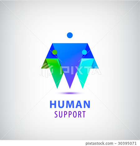 图库插图: vector human, 3 men logo isolated. support