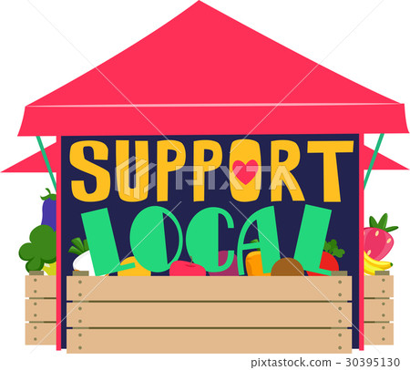 图库插图: support local market stand