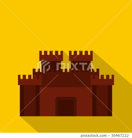 插图素材: fortress with gate icon, flat style
