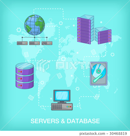 图库插图: data base concept global, cartoon style