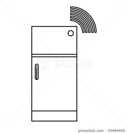 插图素材: fridge icon, outline style